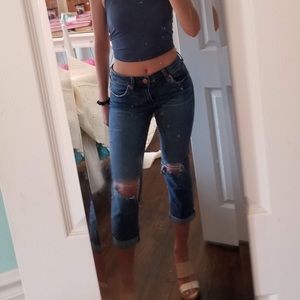 Crop ripped jeans
